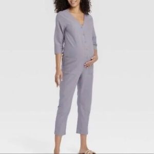 The Nines by HATCH™ 3/4 Sleeve Button-Front Maternity Jumpsuit size small